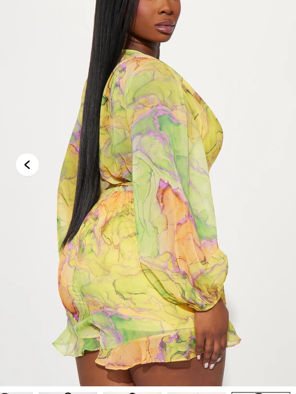 Nwt Large Fashion Nova Yellow Multi Marble Print Romper - Picture 7 of 17